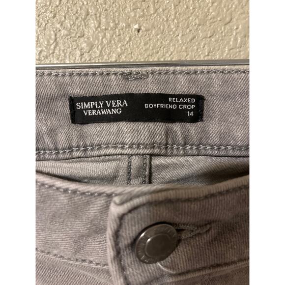 Simply Vera Vera Wang, women’s relaxed boyfriend, crop pants, gray size 14 - Picture 3 of 7